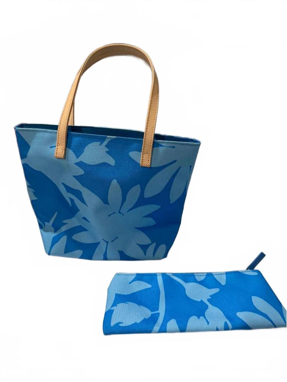 Lilo and Stitch Disneybounding Blue Floral Canvas Tote Bag with Matching Pouch